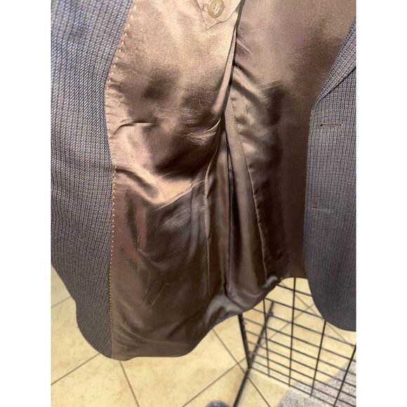 Austin Reed Blazer Sport Jacket 46L Wool Blend Brown Houndstooth Elbow Patches - Picture 12 of 14